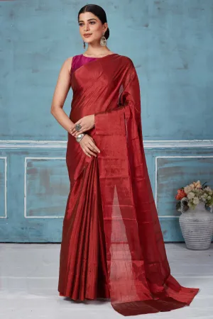 92A164 Maroon Tissue Silk Golden Zari Saree