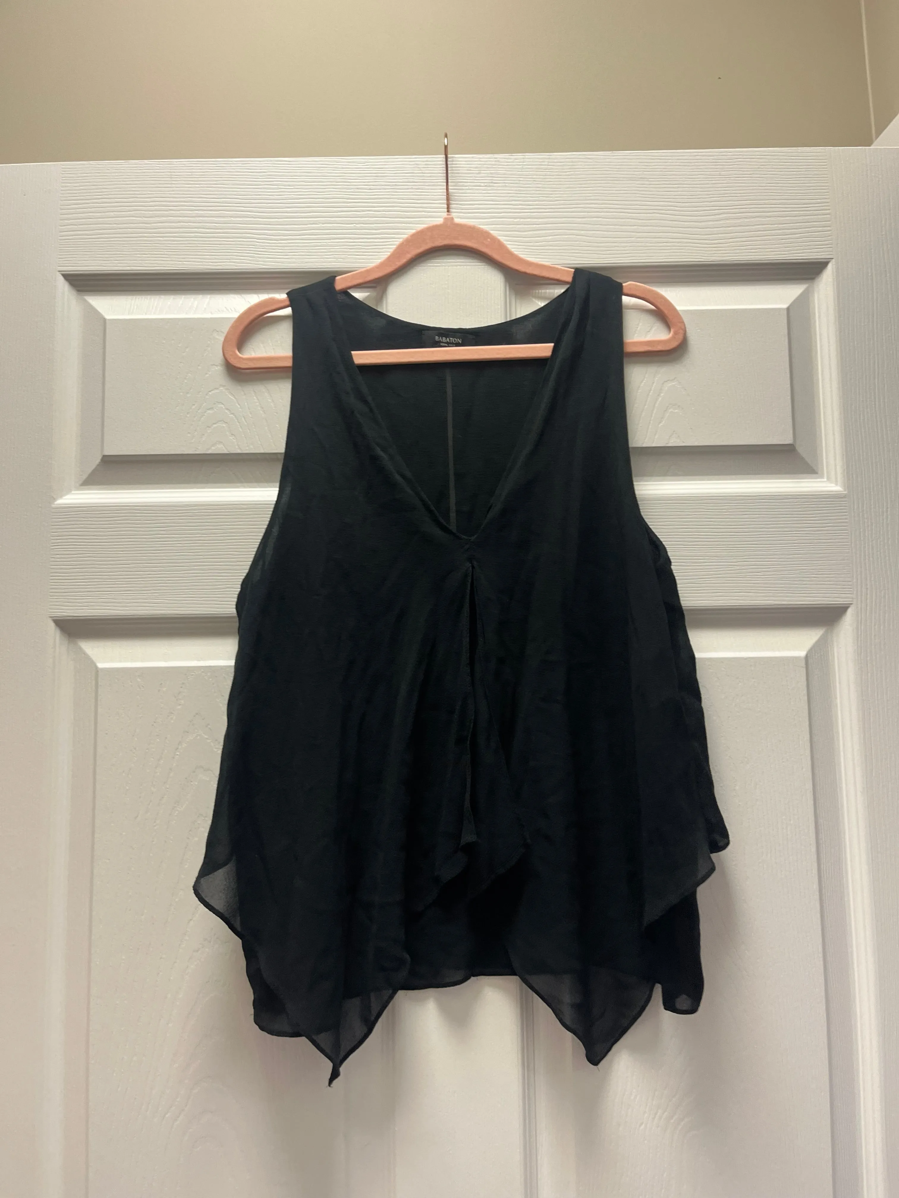 Babylon Black 100% Silk Tank Blouse Sz M