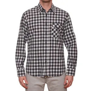 BILLY REID Gray-White Plaid Cotton Casual Shirt NEW US L Standard Cut