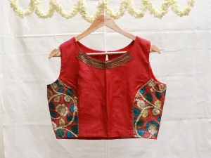 Brick Red, tussar Kalamkari, blouse