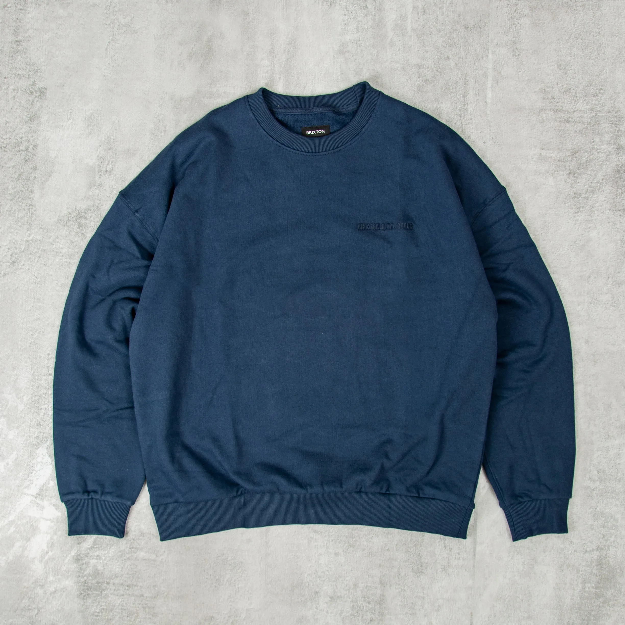 Brixton Embroidered Heavyweight Sweatshirt - Washed Navy