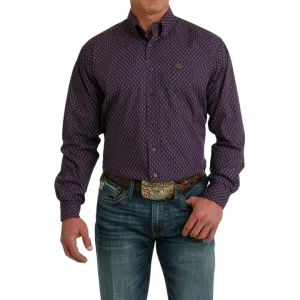 Cinch Men's Long Sleeve Button Down Purple Shirt