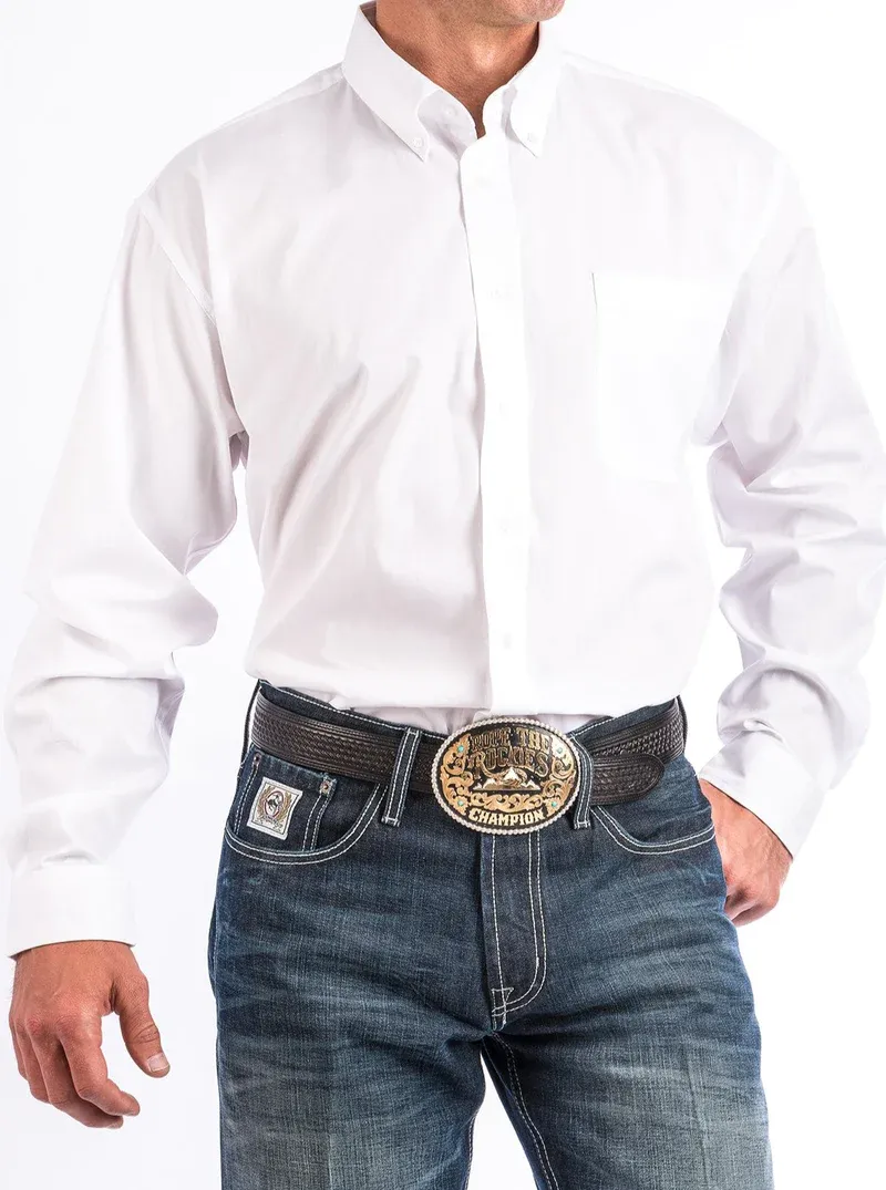 Cinch Men's Soild White Shirt