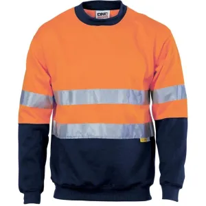 Dnc Workwear Hi-vis Two-tone Fleecy Crew-neck Sweatshirt (Sloppy Joe) With 3m R/tape - 3824