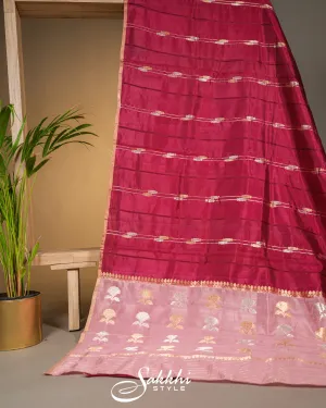 GARNET RED RAW MANGO BANARASI SILK SAREE