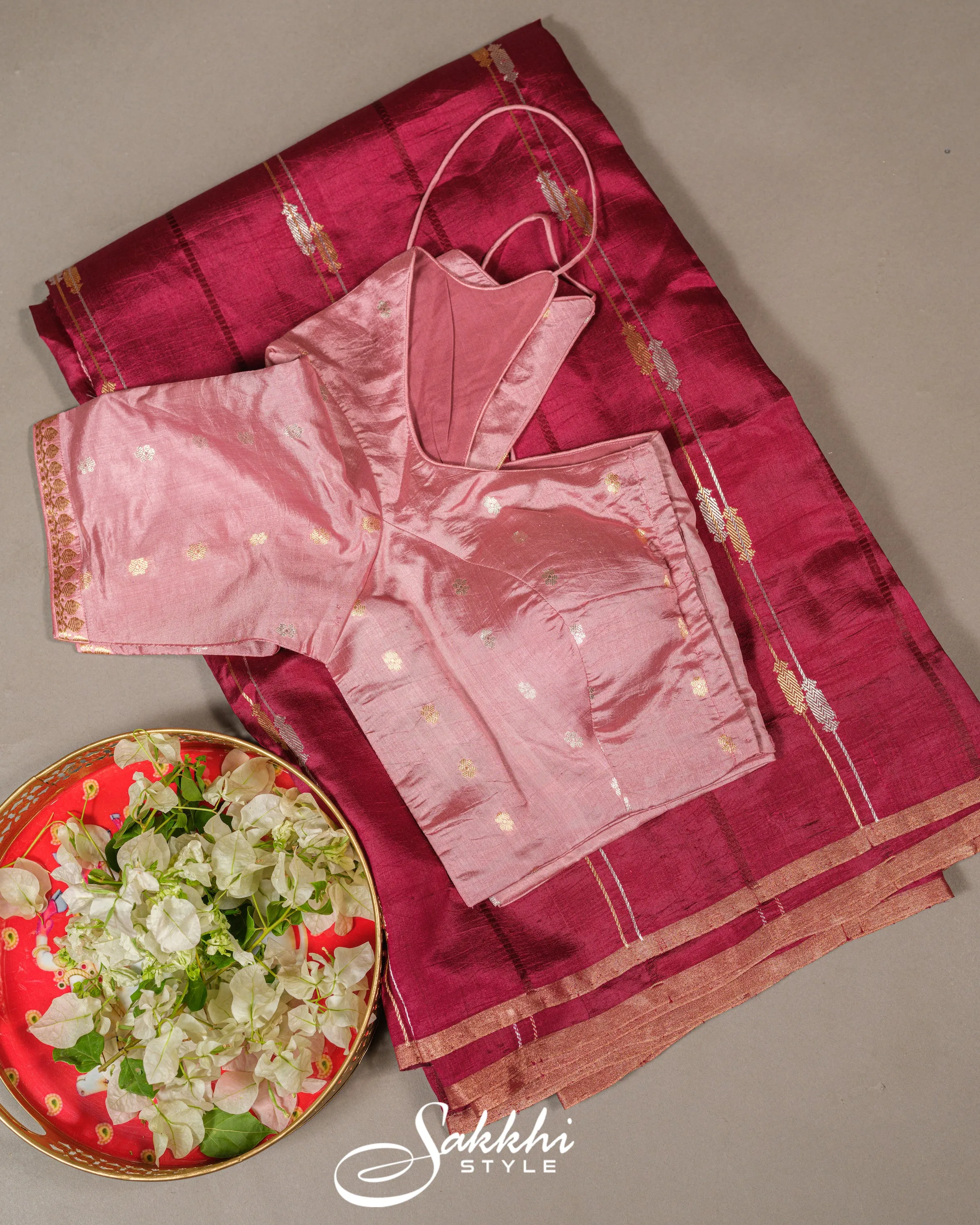 GARNET RED RAW MANGO BANARASI SILK SAREE