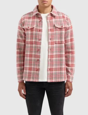 Heavy Twill Checked Shirt | Dark Peach