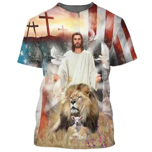 Jesus Lion And The Lamb 3D All Over Printed Shirt for Men and Women