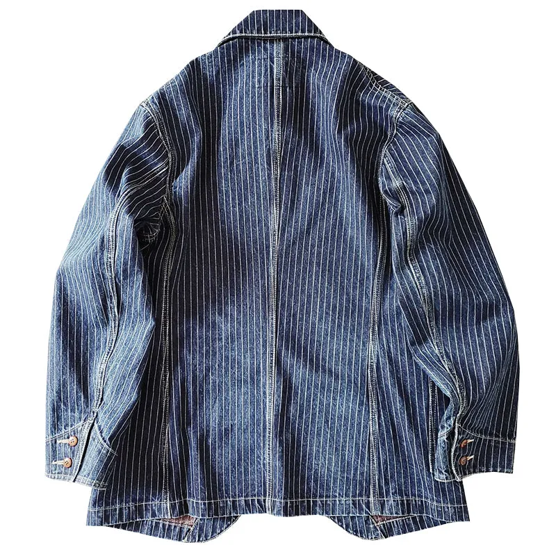 Men's Striped Denim Engineer Jacket