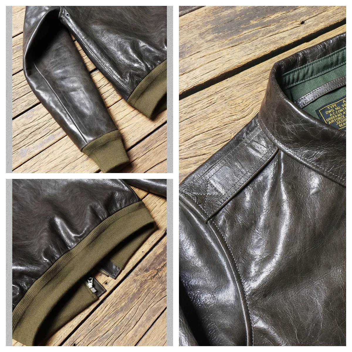 Men's Type A2 Flight Leather Jacket Olive