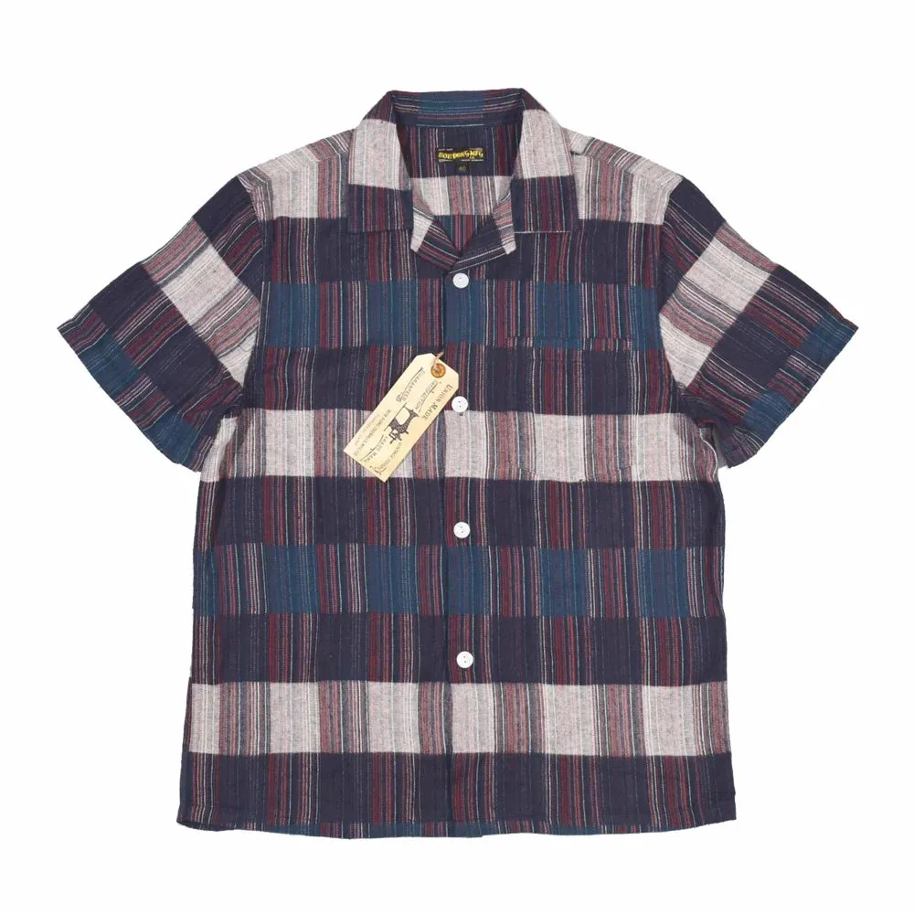 Mix Stripe And Check Shirt - Vintage Men's Casual Short Sleeve Shirt