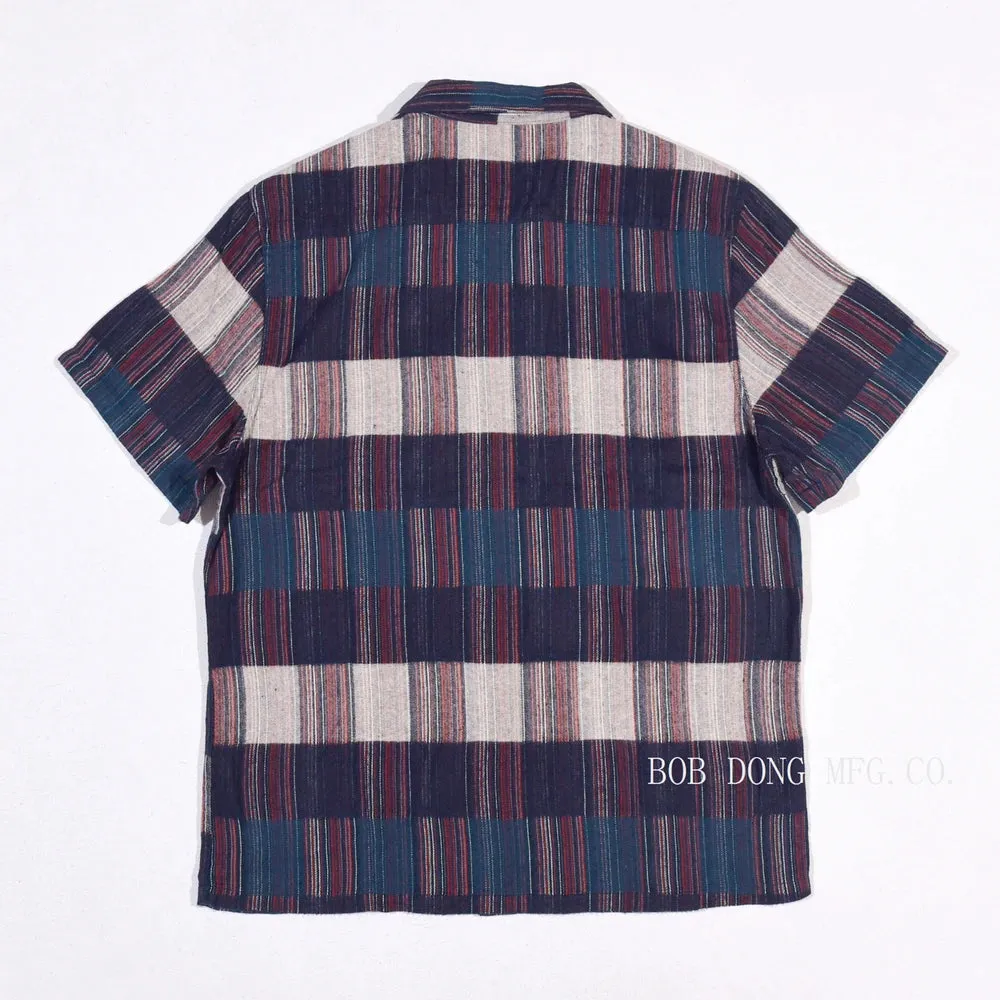 Mix Stripe And Check Shirt - Vintage Men's Casual Short Sleeve Shirt