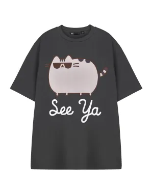 Pusheen See Ya Unisex Grey Short Sleeved T-Shirt