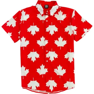 Red Canada Maple Leaf Men’s Short Sleeve Button Down Shirt