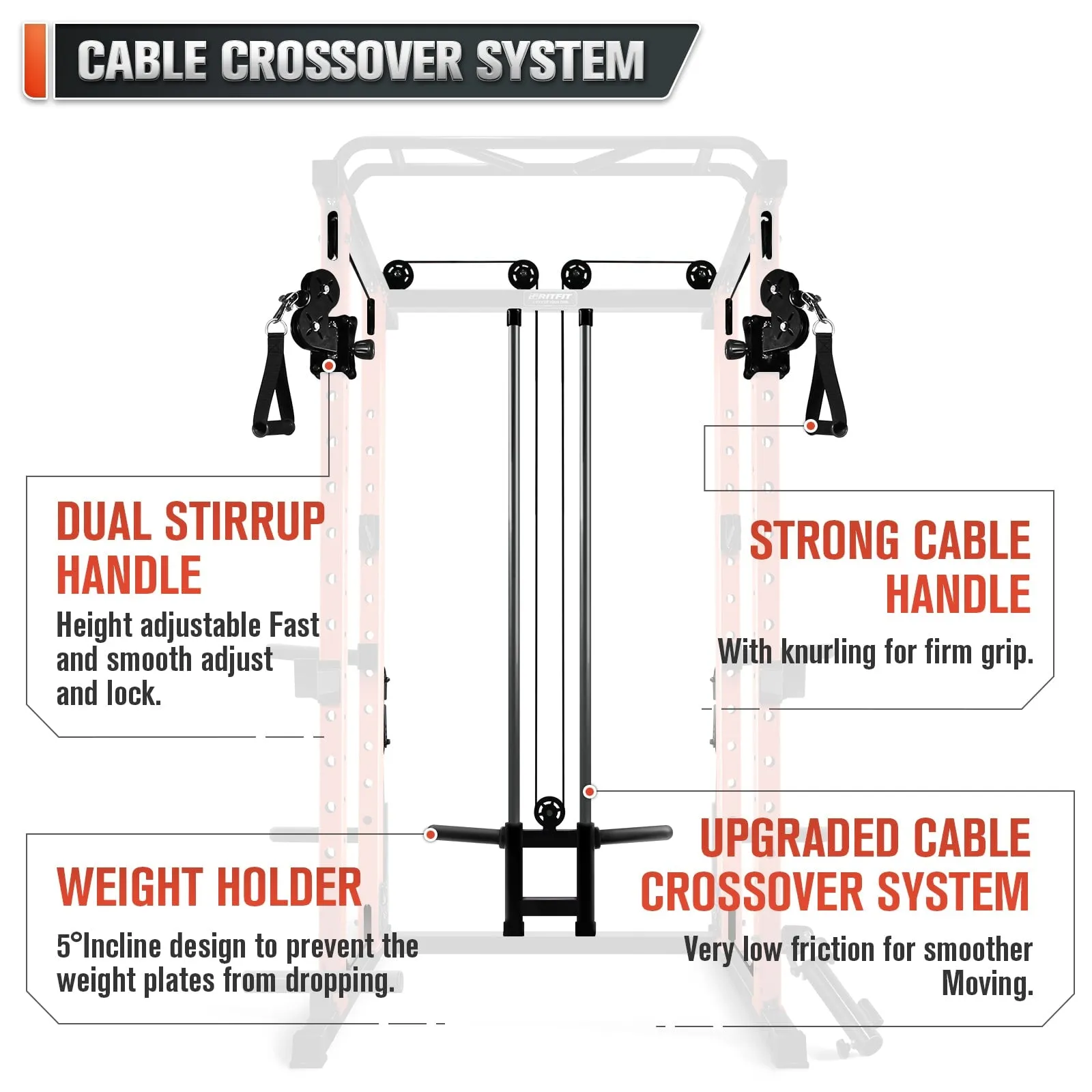 RitFit PPC03 1000lbs Power Cage with Smooth Cable System