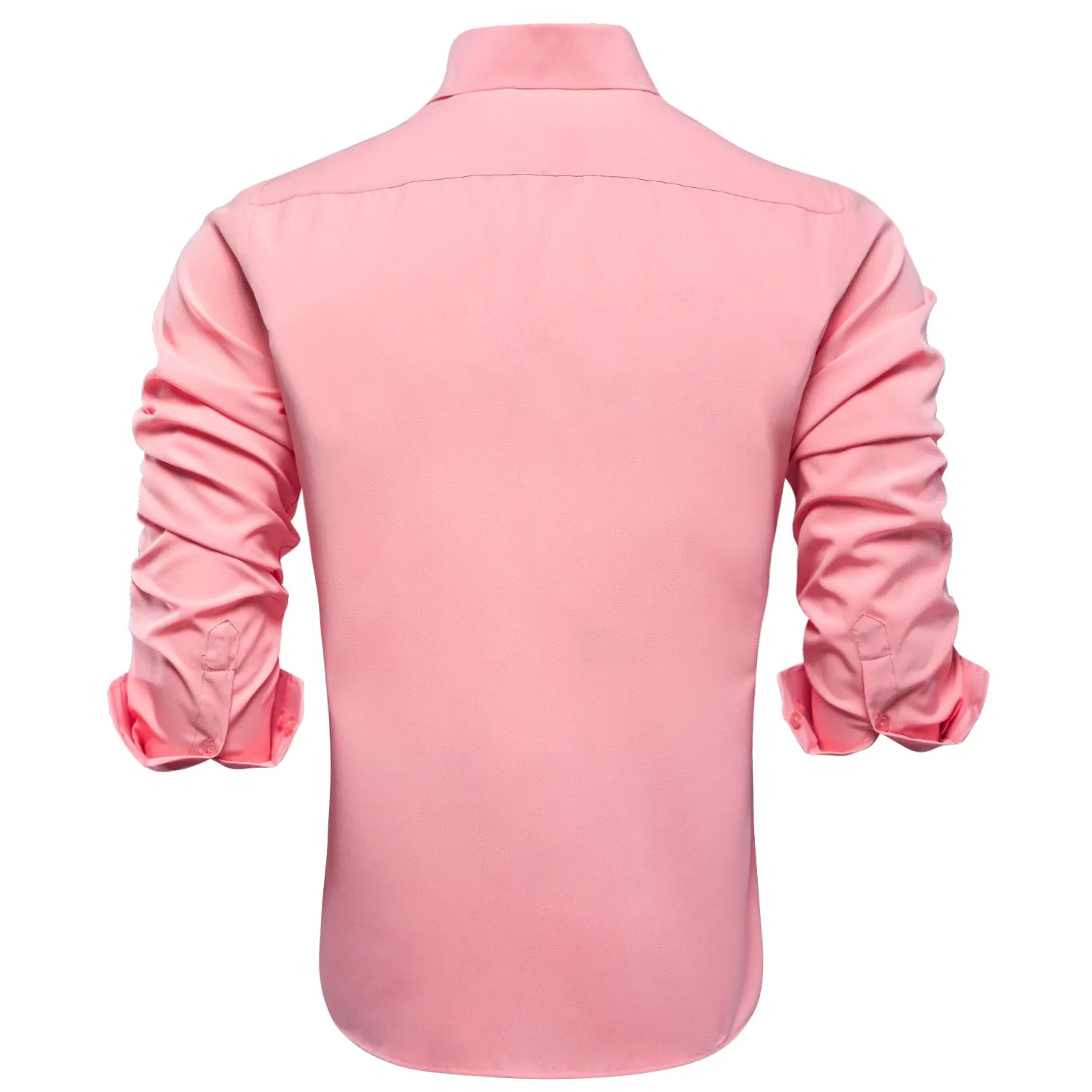 Salmon Pink Stretch Men's Long Sleeve Shirt