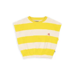 Stripes Yellow Balloon Top With Embroidery