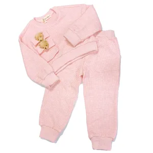 Textured Teddy Loungewear Set - Pink