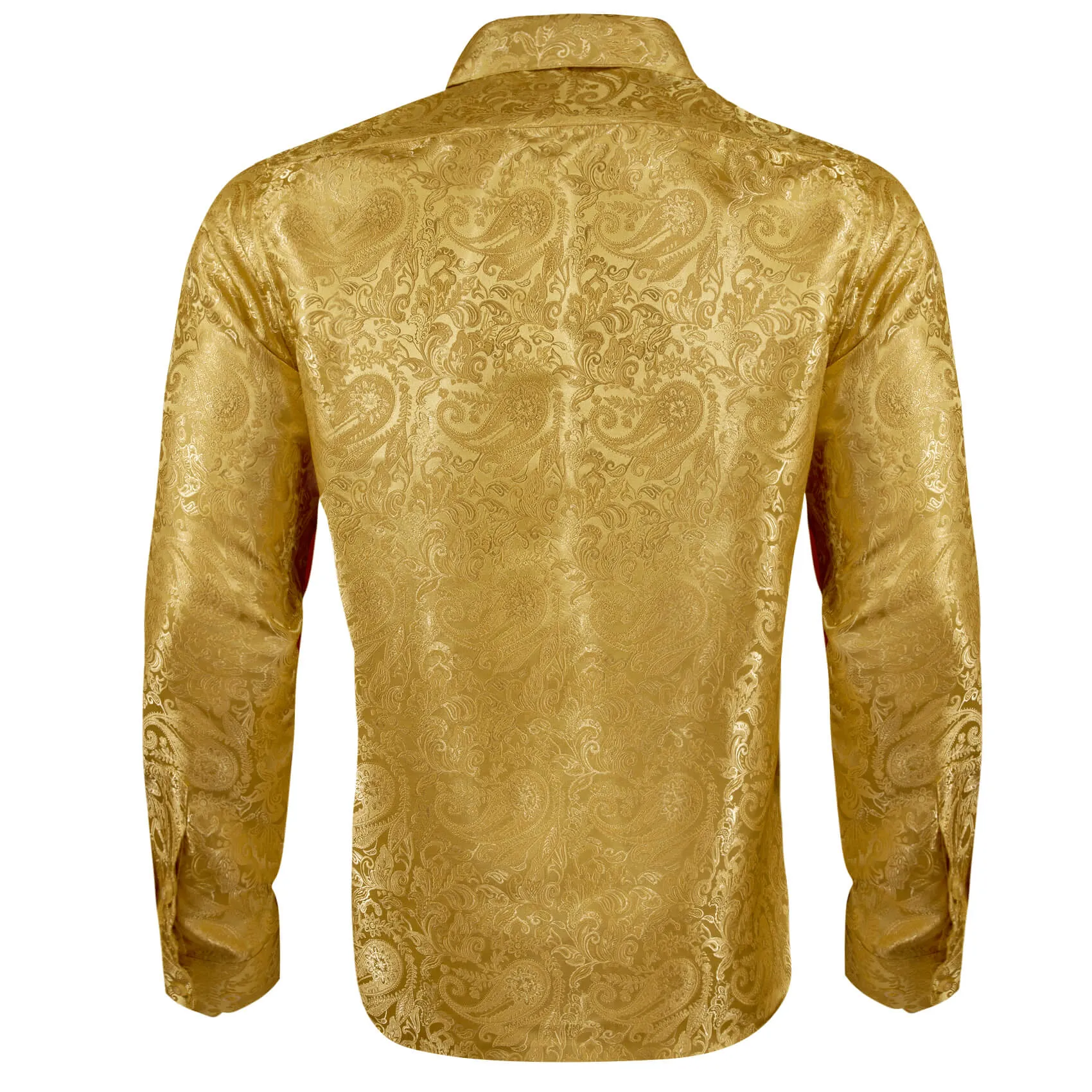 Ties2you Men's Shirt Golden Paisley Silk Long Sleeve Shirt