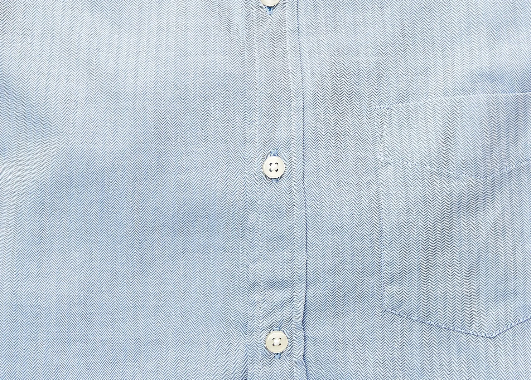 Washed Button Down Shirt - Blue Herringbone