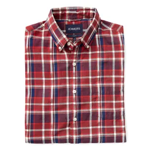 Washed Button Down Shirt - Brushed Japanese Twill Madison Plaid