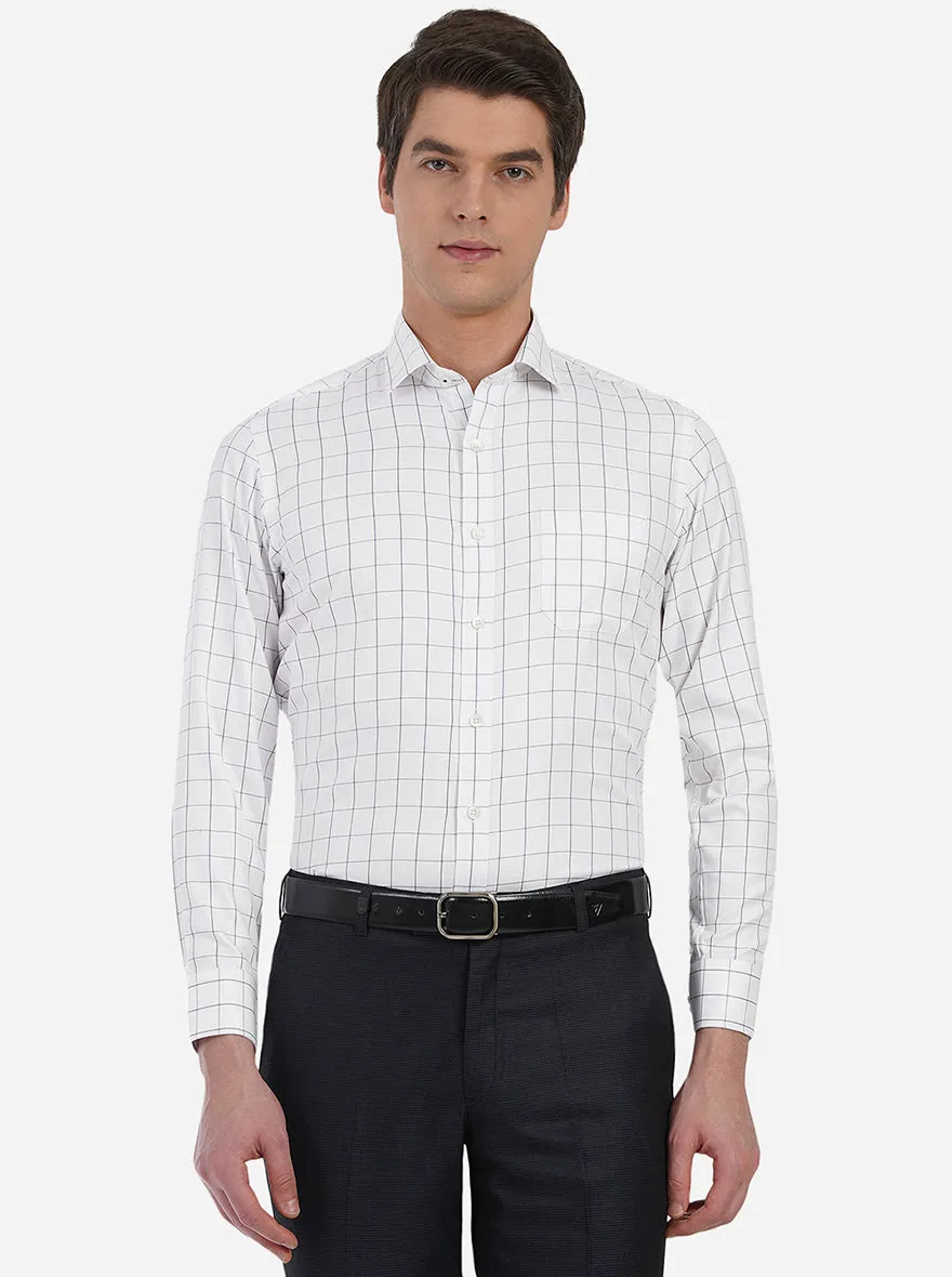 White Checked Slim Fit Formal Shirt | Greenfibre